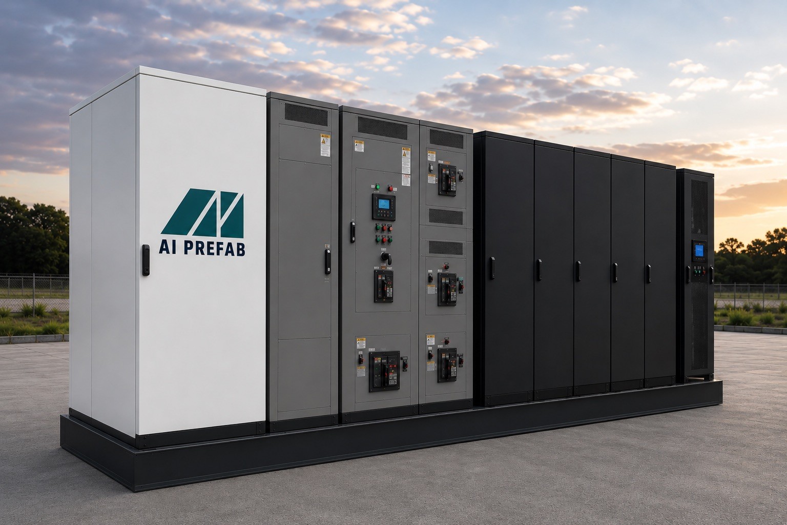 AI Prefab open skid-mounted power assembly with switchgear lineup